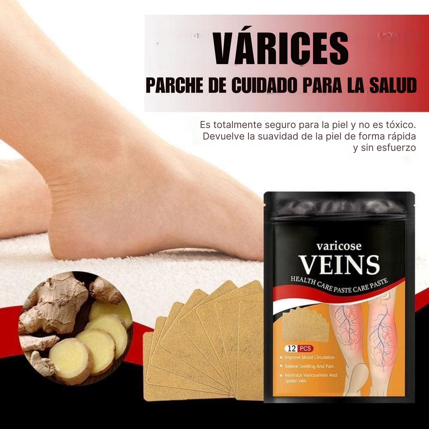 Parche Antivarices – Alivio Natural para Piernas Ligeras y Saludables