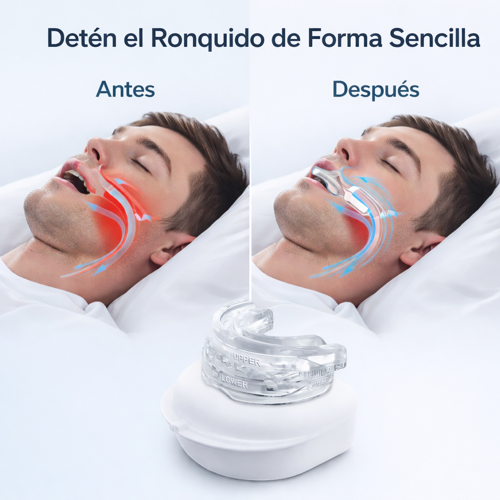 Protector bucal antirronquidos: sueño profundo y respiración libre toda la noche