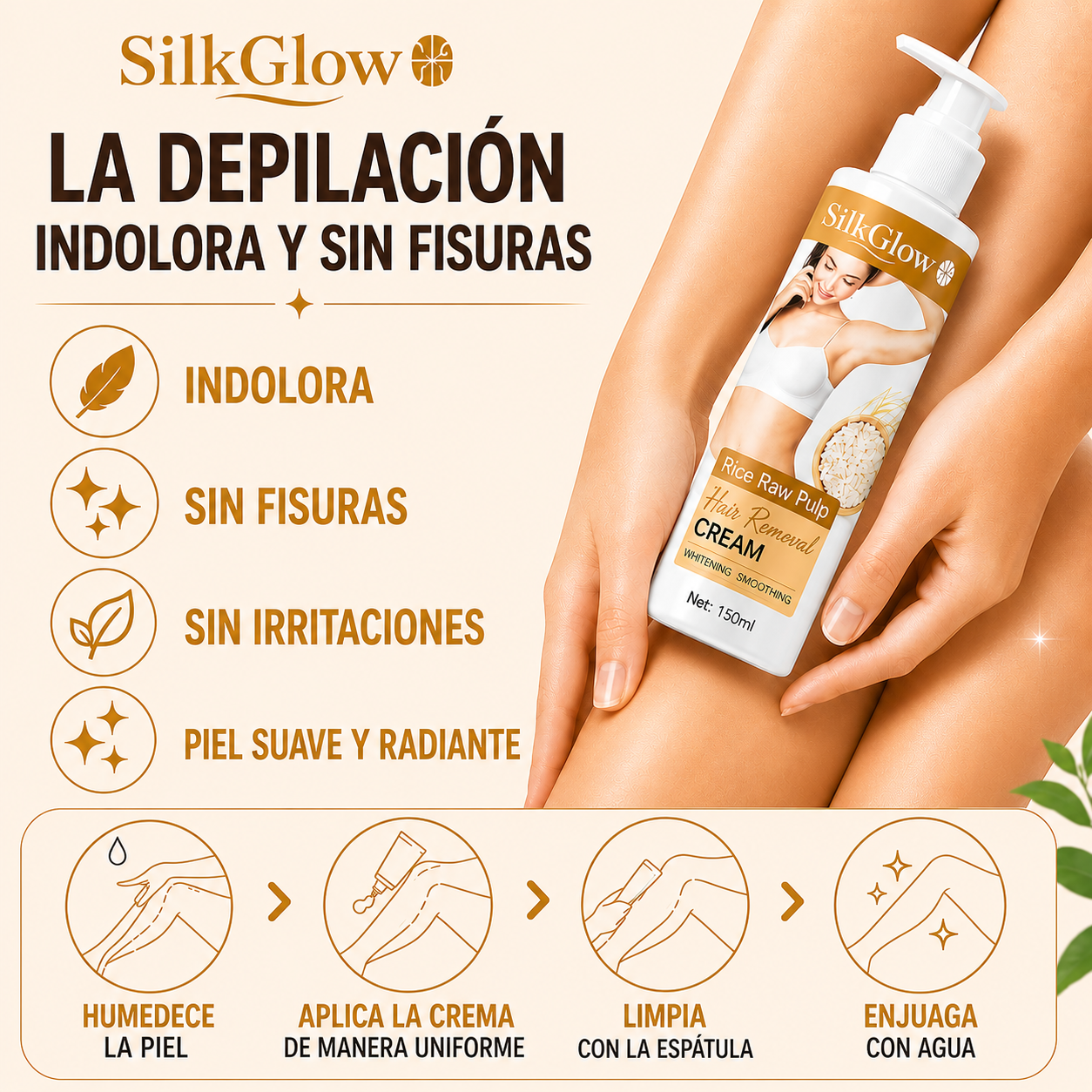 SilkGlow: la depilación indolora y sin fisuras deja la piel suave, radiante y libre de irritaciones.