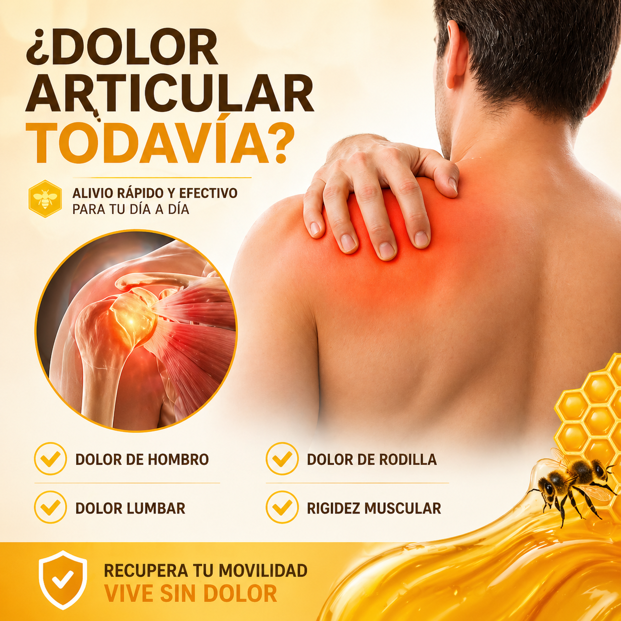 Crema de Veneno de Abeja para el Alivio Articular – Acción Rápida contra Artritis, Dolor Muscular y Rigidez