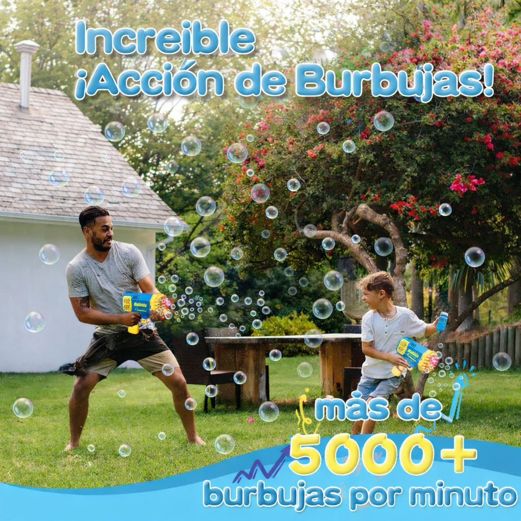 Pistola  Rocket Burbujas Automática para Niños