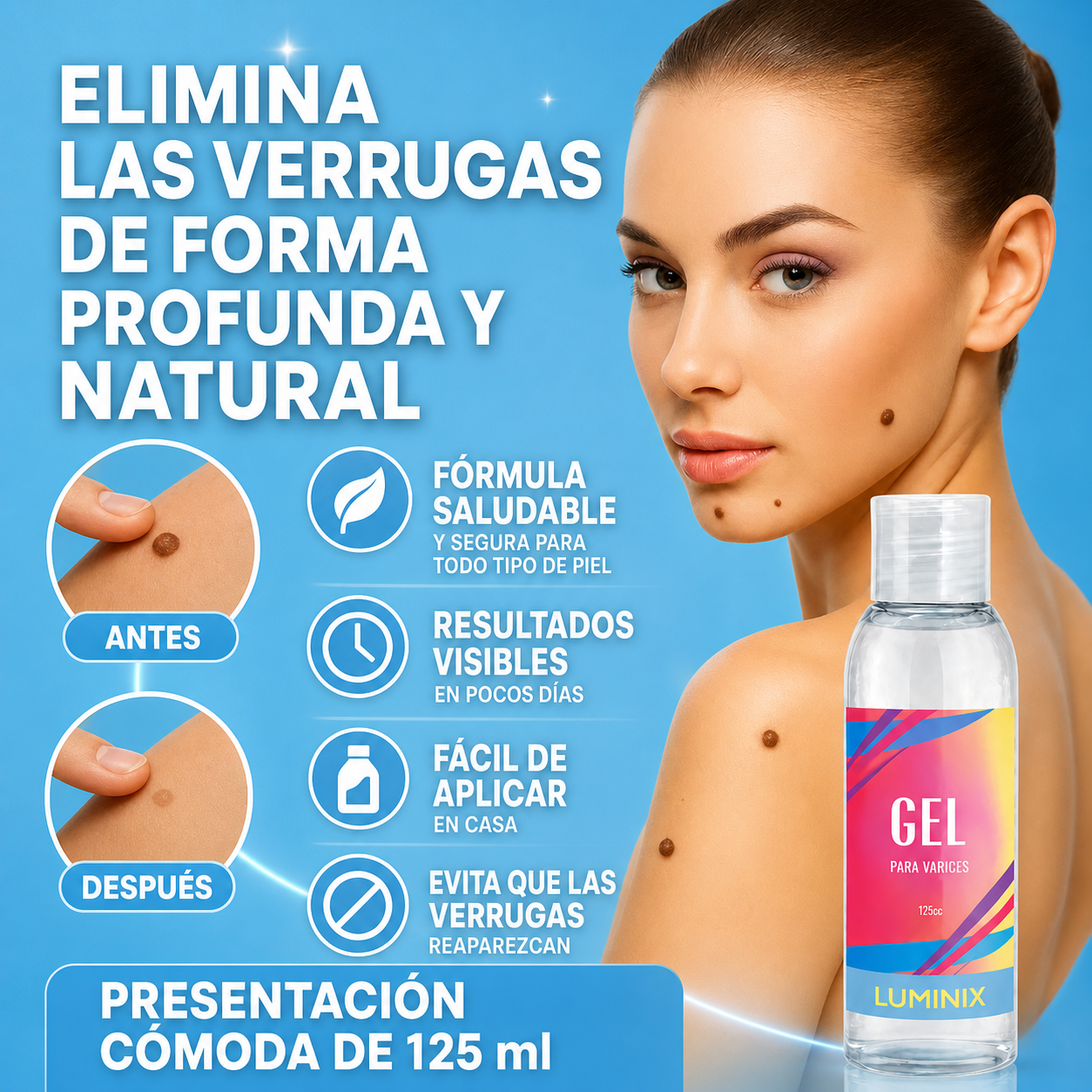 Luminix Gel Reparador 3 en 1 — Elimina Verrugas, Callos y Durezas Rápido