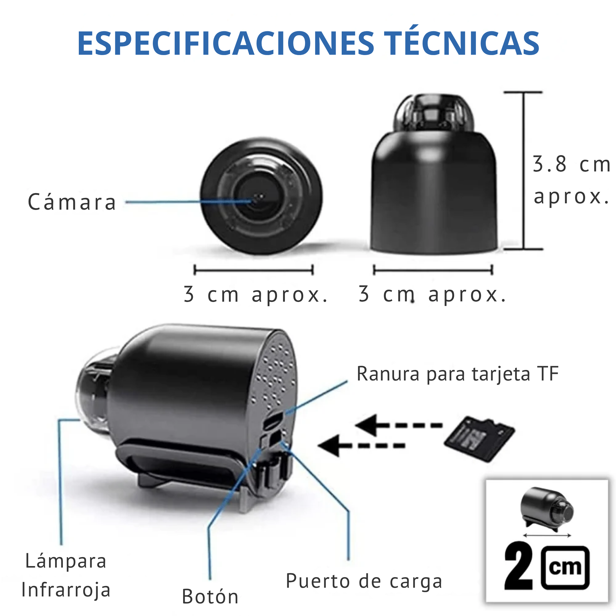 Mini Cámara Espía Full HD con Visión Nocturna – Discreta, Inalámbrica y Activada por Movimiento