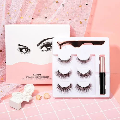 Pestañas Magnéticas 3 en 1™ – Kit Reutilizable con Delineador + Aplicador