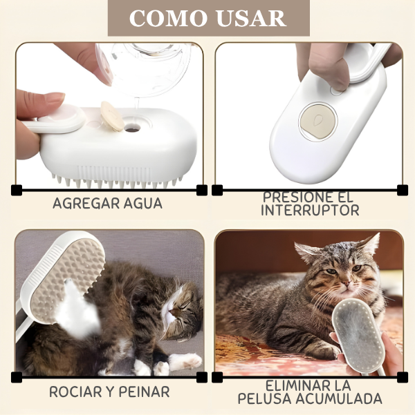 Cepillo de vapor: “Mantén el pelaje de tu mascota limpio, suave y sin enredos”