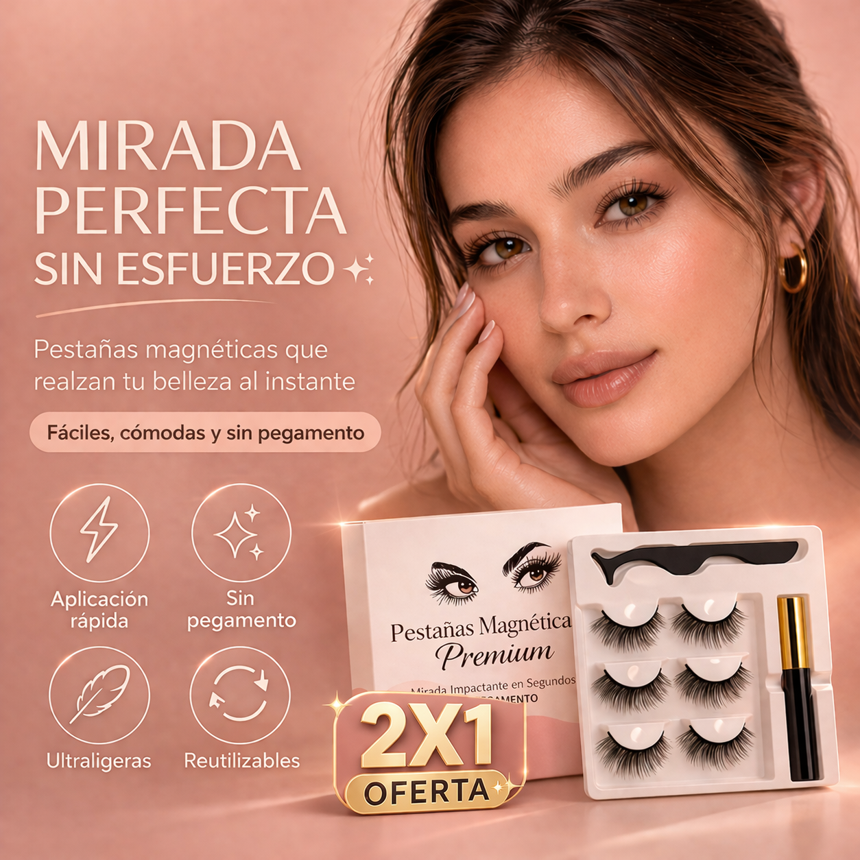 Pestañas Magnéticas Premium – Mirada Impactante en Segundos Sin Pegamento (2X1 OFERTA)