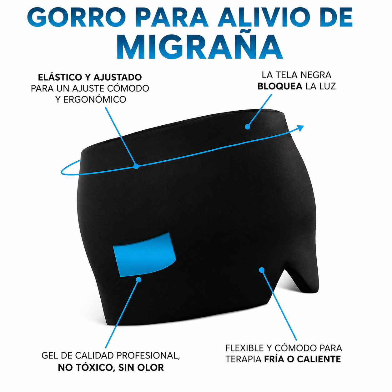 NeuroCool Gorra para el Alivio de la Migraña – Terapia de Enfriamiento Instantáneo para el Dolor de Cabeza y el Estrés