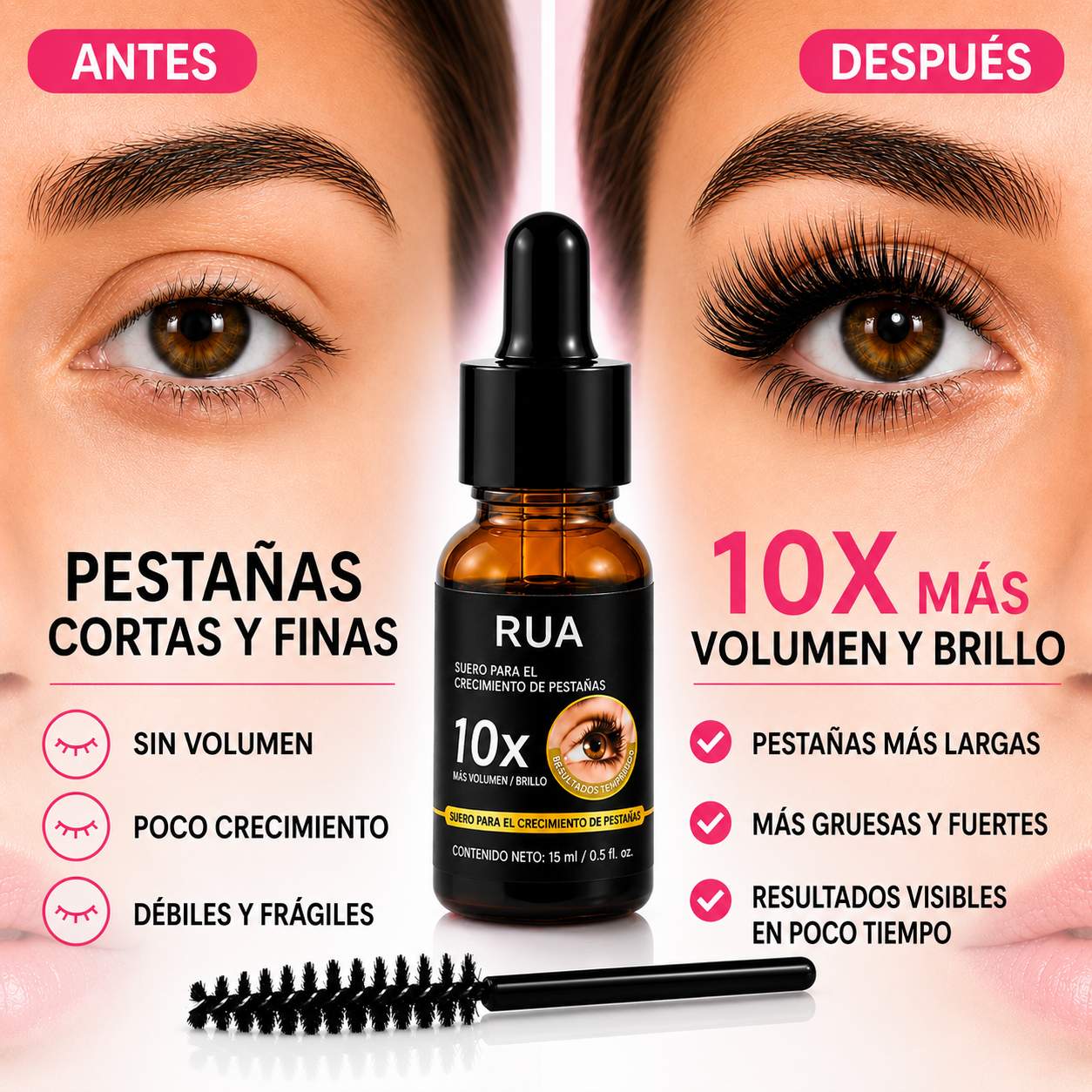 Sérum RUA 10X para Crecimiento y Brillo de Pestañas