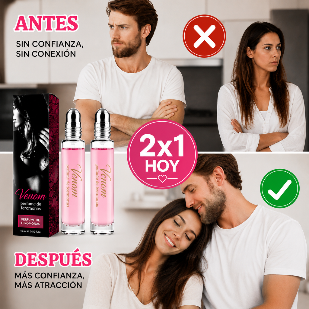 Perfume de Feromonas Venom para Mujer | 2x1 Hoy - La fragancia que realza tu confianza y tu magnetismo natural en cada aplicación.