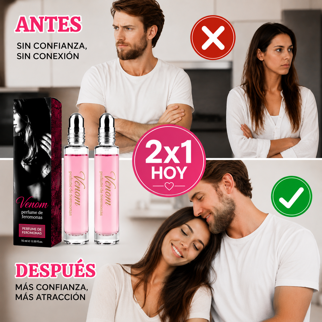 Perfume de Feromonas Venom para Mujer | 2x1 Hoy - La fragancia que realza tu confianza y tu magnetismo natural en cada aplicación.