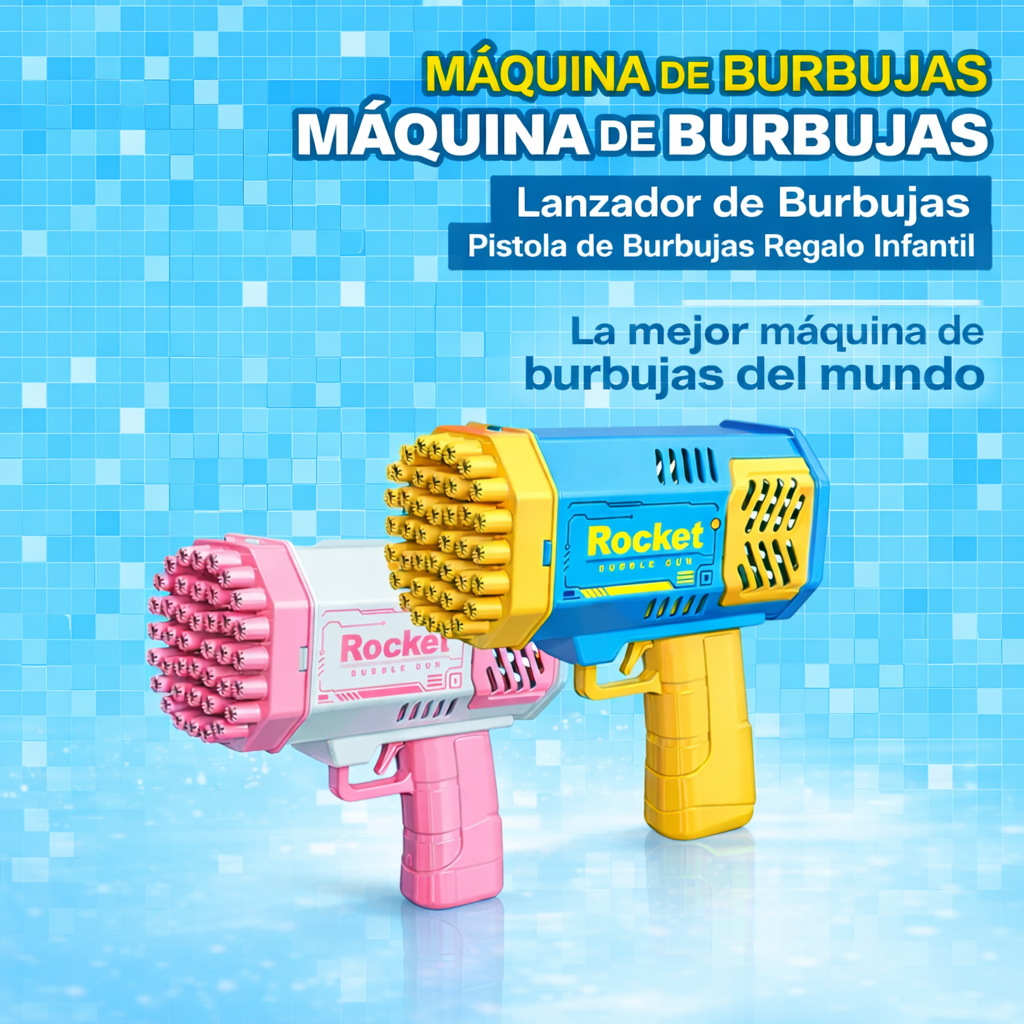 Pistola  Rocket Burbujas Automática para Niños