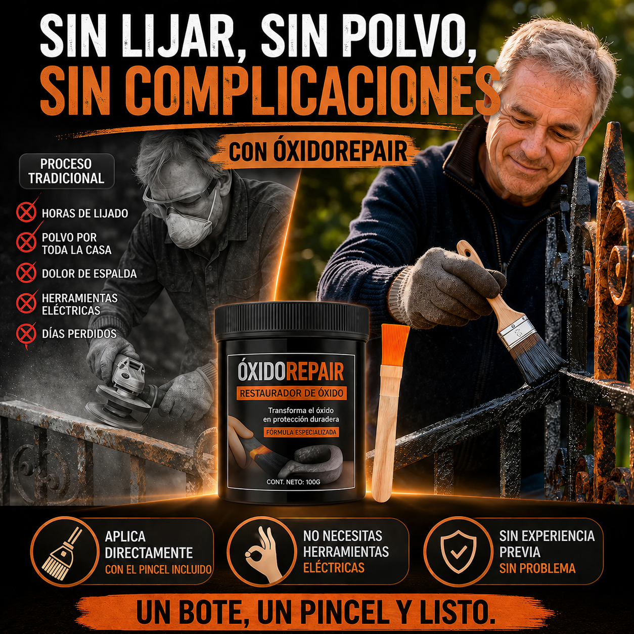 ÓXIDOREPAIR - Elimina el Óxido y deja tus rejas como nuevas, sin lijar ni llamar a un pintor.