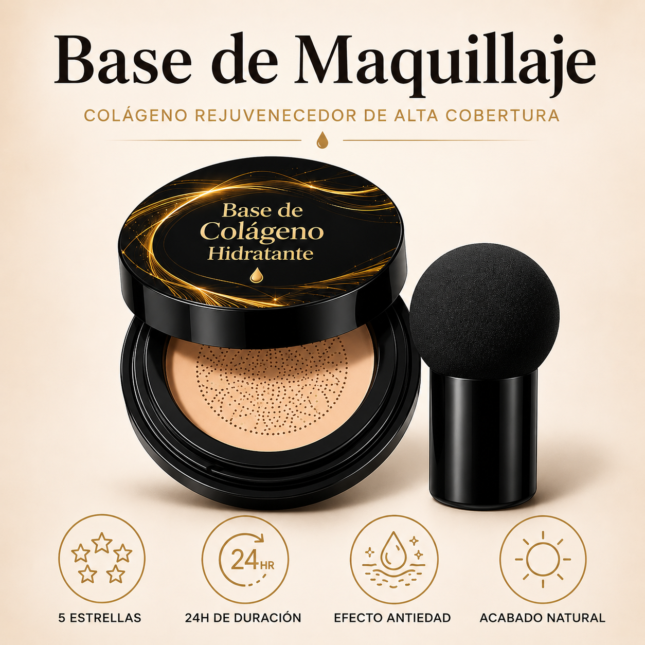Base de maquillaje - Colágeno Rejuvenecedor de Alta Cobertura