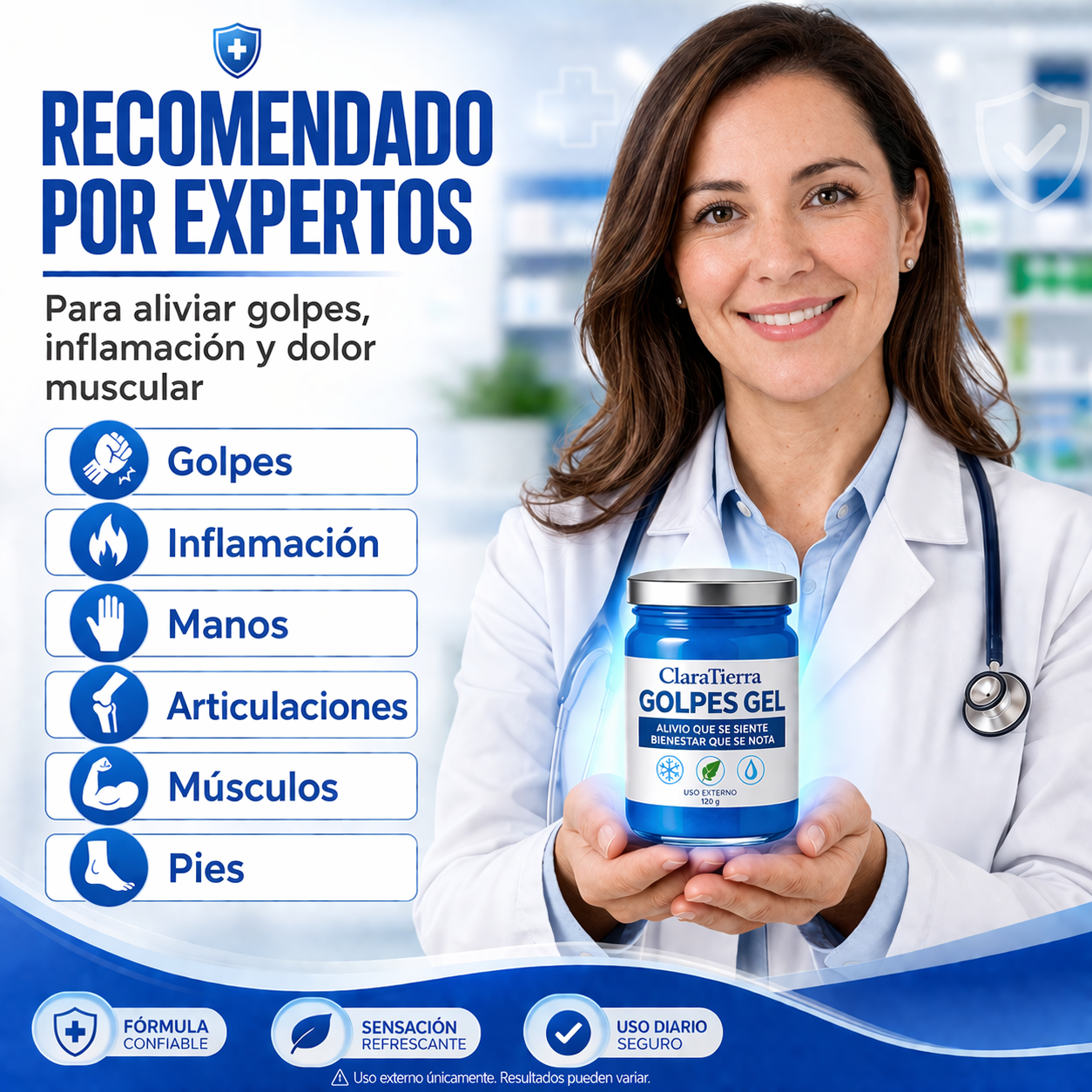 Golpes Gel – Alivio rápido para moretones, hinchazón y dolor muscular.