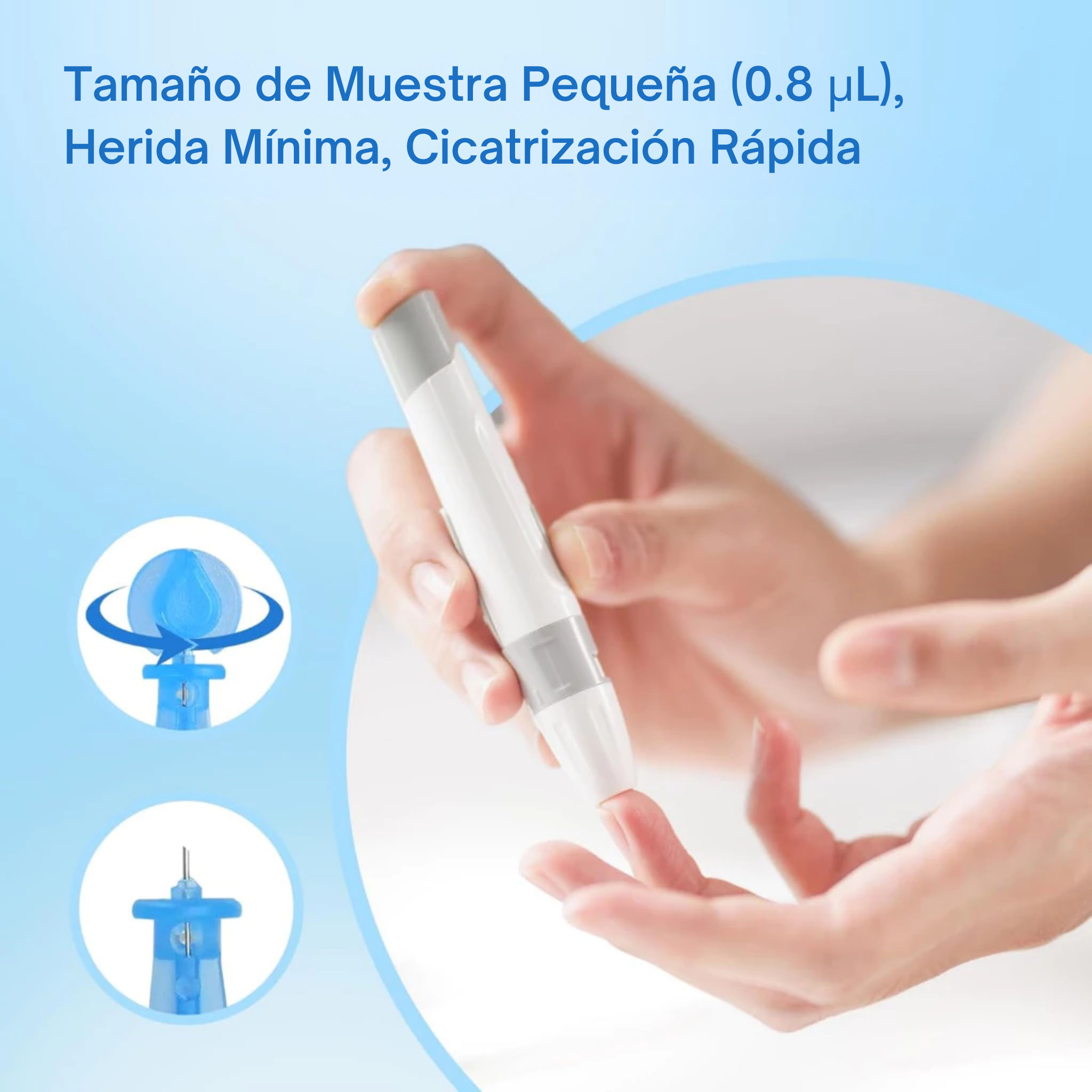 Medidor de Glucosa Completo – Kit con 50 Tiras + 50 Lancetas para Control de Azúcar en Sangre