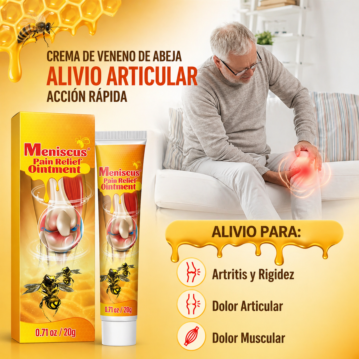 Crema de Veneno de Abeja para el Alivio Articular – Acción Rápida contra Artritis, Dolor Muscular y Rigidez