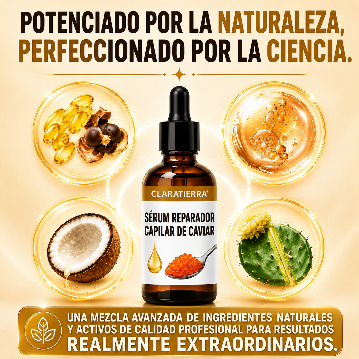 Sérum reparador capilar de caviar - revitaliza tu cabello seco, dañado y sin vida.