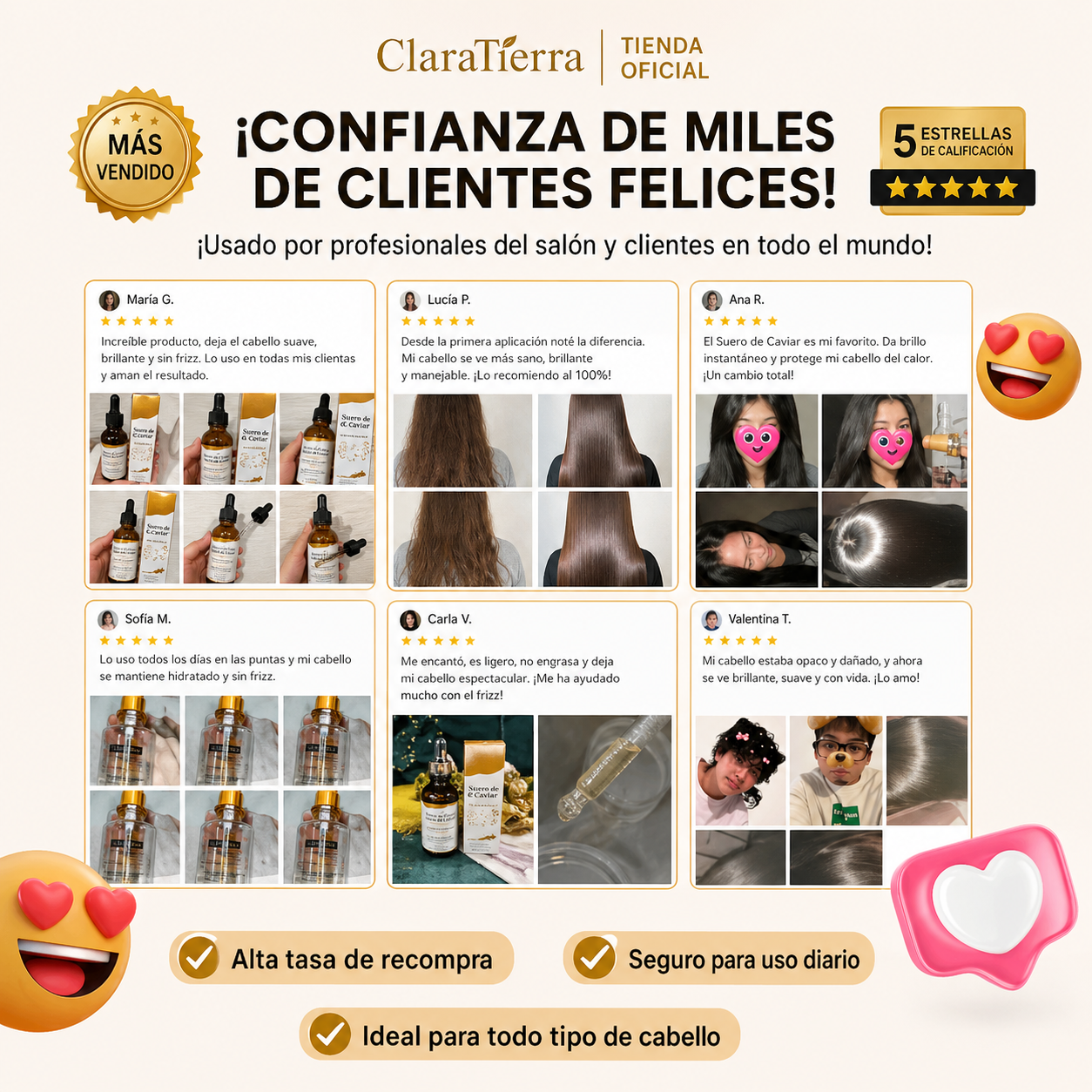 Sérum Capilar Revitalizante de Caviar – Reparación Profunda, Brillo y Transformación Instantánea del Cabello
