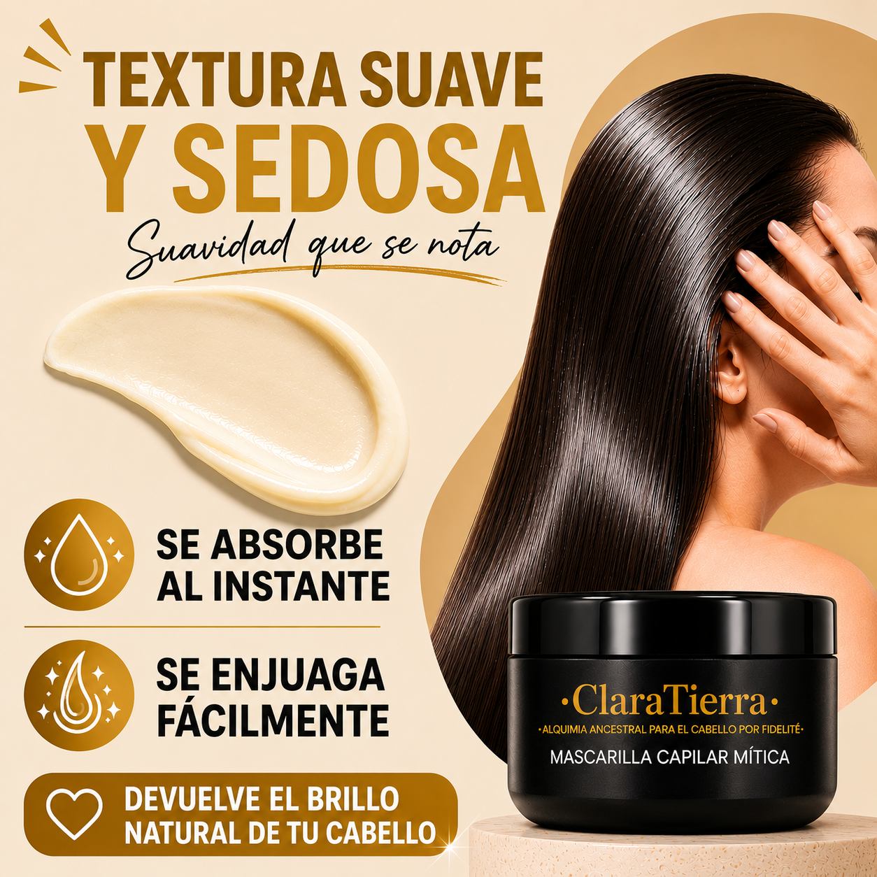 Mascarilla capilar mítica - transforma tu cabello seco y dañado en un cabello suave y brillante.
