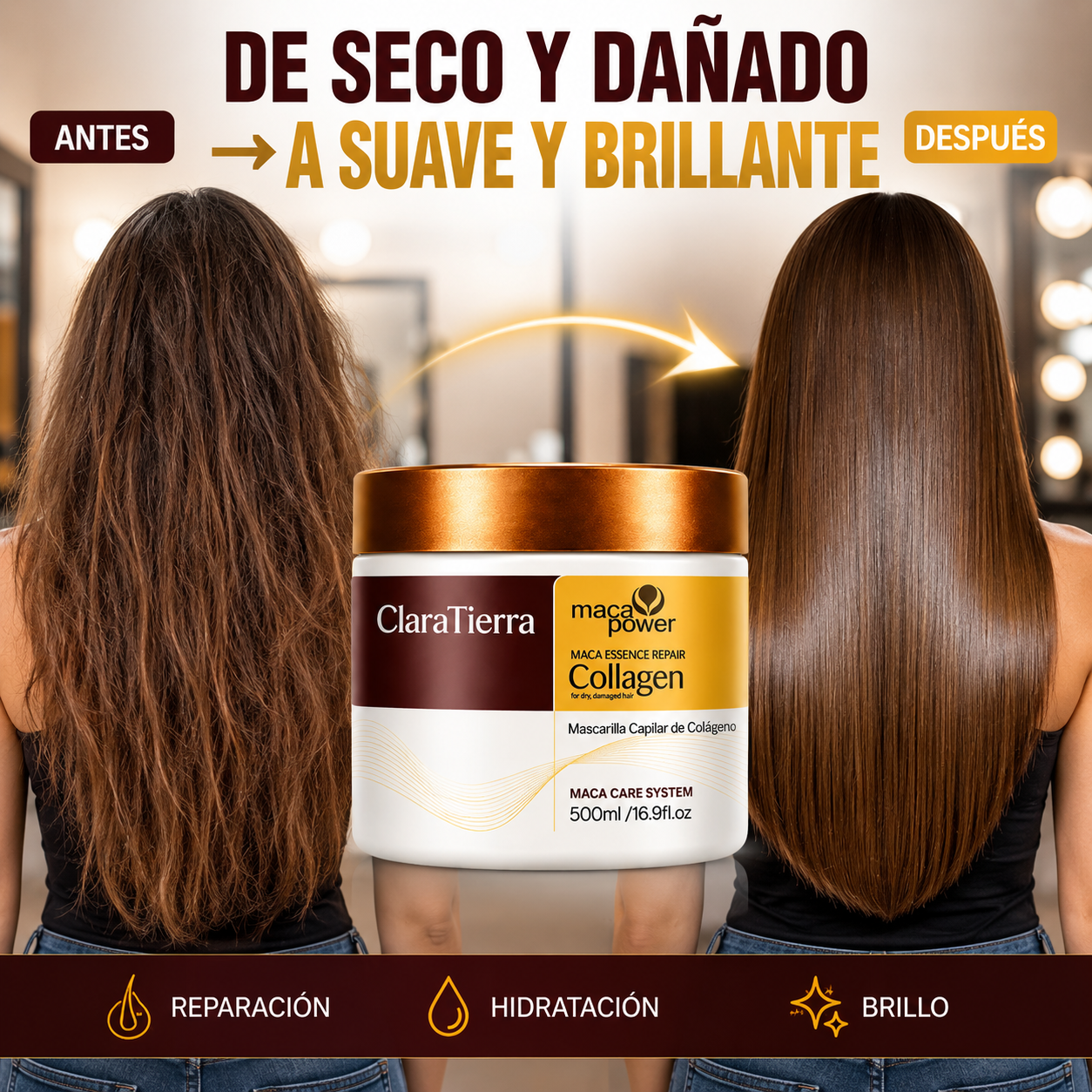Mascarilla Capilar de Colágeno Maca Hair System - Repará, nutrí y devolvé el brillo a tu cabello.