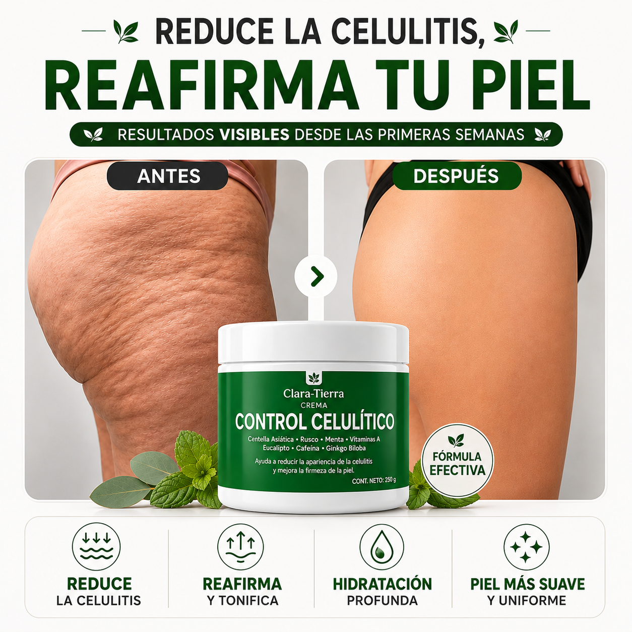 Crema Control Celulítico – Piel Más Firme, Suave y Visiblemente Uniforme