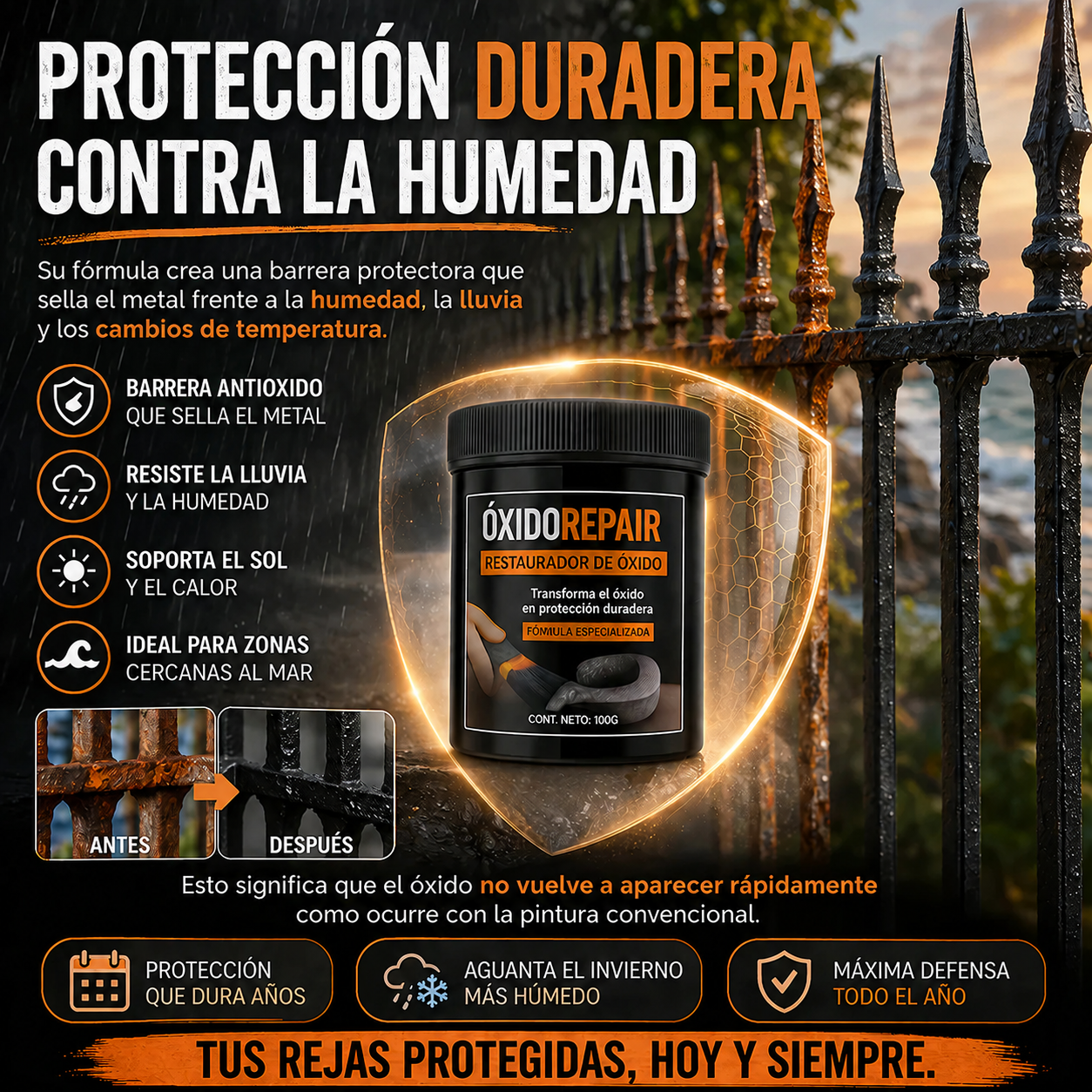 ÓXIDOREPAIR - Elimina el Óxido y deja tus rejas como nuevas, sin lijar ni llamar a un pintor.