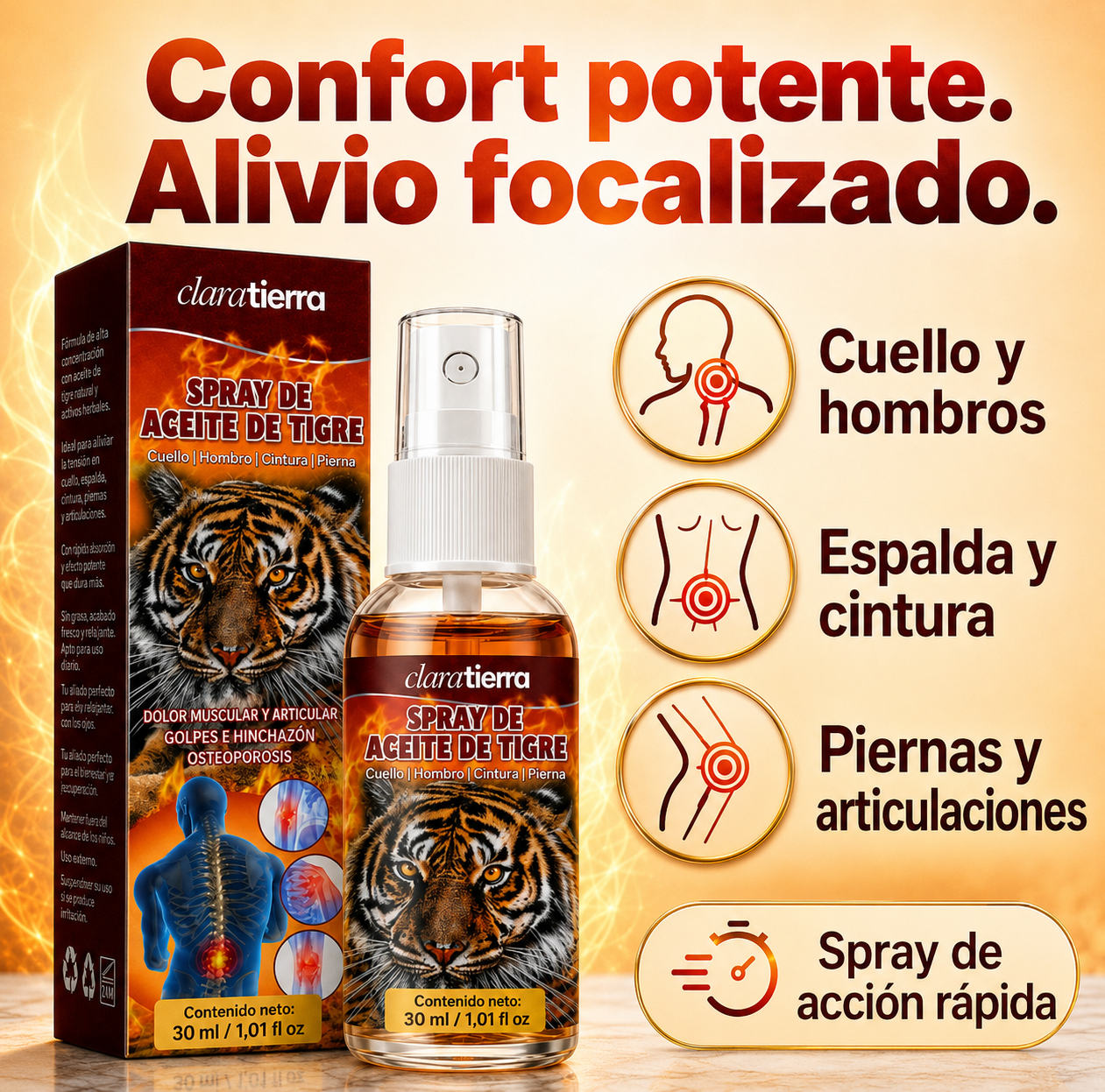 Spray de Aceite para Alivio Intensivo del Dolor - Alivio potente. Confort directo.