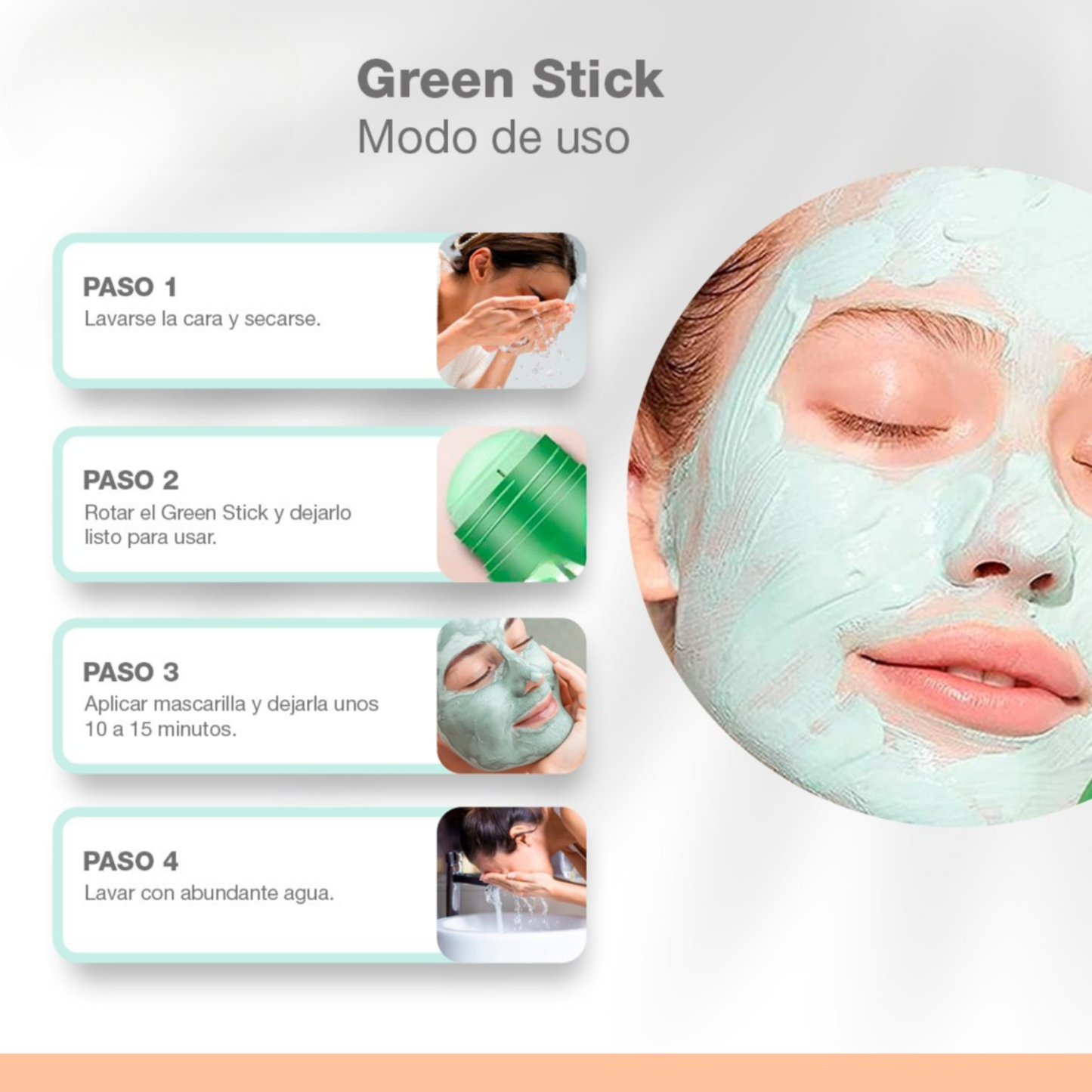 Crystal Skin™ Mascarilla Natural con Té Verde para una Piel Hidratada y Sin Imperfecciones