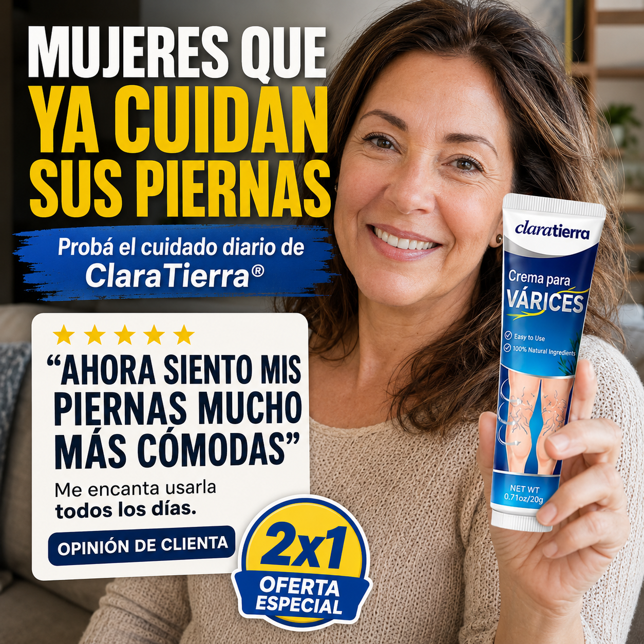 CLARATIERRA® CREMA PARA VÁRICES - Más frescura, ligereza y confort para tus piernas