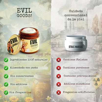 EVIL GOODS® Crema de Sebo de Res Pura – Sin Perfume, Ultra Hidratante para Piel Sensible