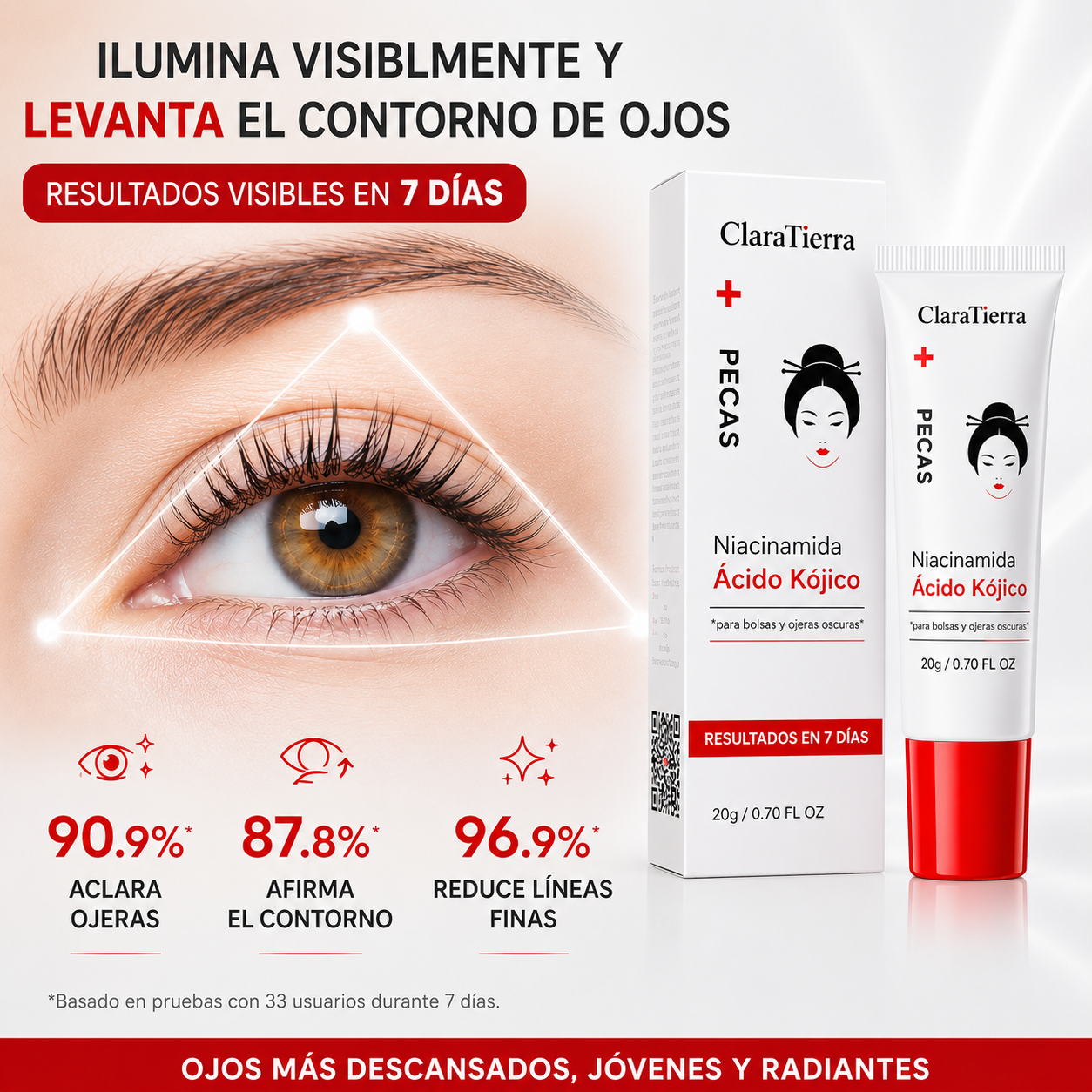 Rejuvenecedor Instantáneo para Ojos – Levanta, Desinflama e Ilumina al Instante los Ojos Cansados de Forma Natural