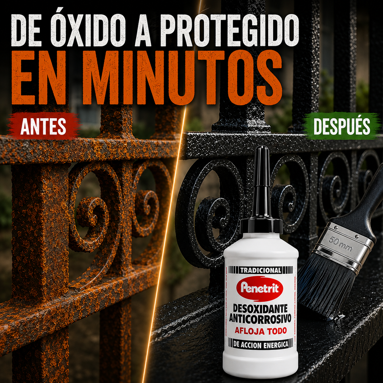 Desoxidante Anticorrosivo - Elimina el Óxido y deja tus rejas como nuevas, sin lijar ni llamar a un pintor.