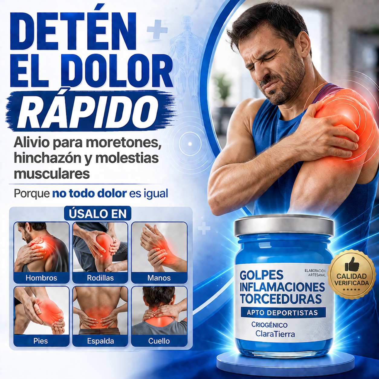 Golpes Gel – Alivio rápido para moretones, hinchazón y dolor muscular.