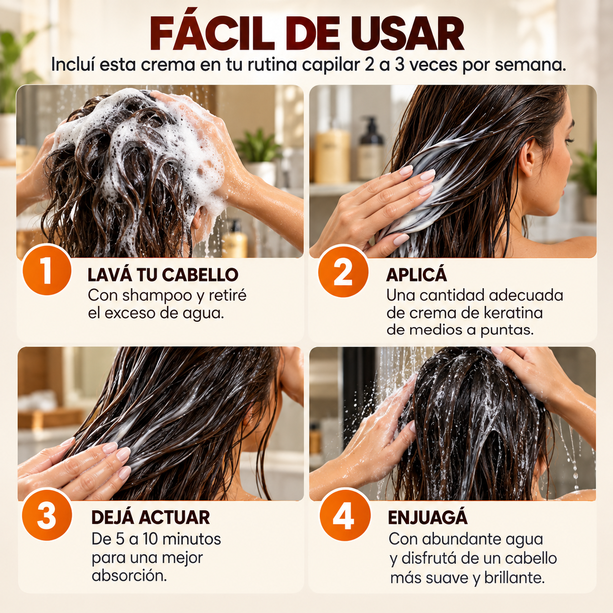 Crema Capilar de Keratina – Nutre, suaviza y devuelve el brillo a tu cabello.