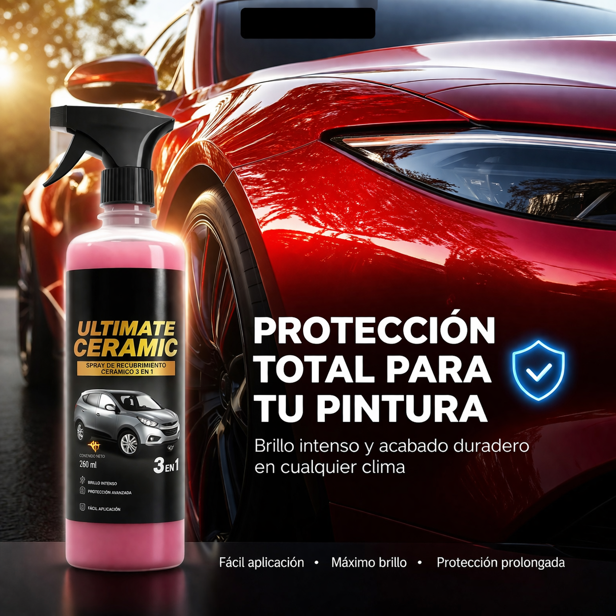 Cérámica HydroShield Spray – Recubrimiento nanocerámico avanzado para un brillo intenso y una protección duradera.