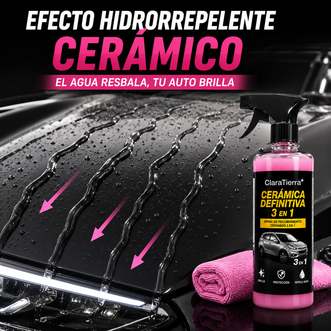 Cerámica Definitiva 3 en 1 - El brillo espejo y la protección cerámica que tu auto merece en solo minutos.