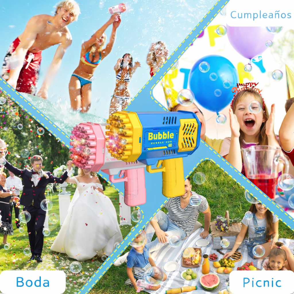 Pistola  Rocket Burbujas Automática para Niños