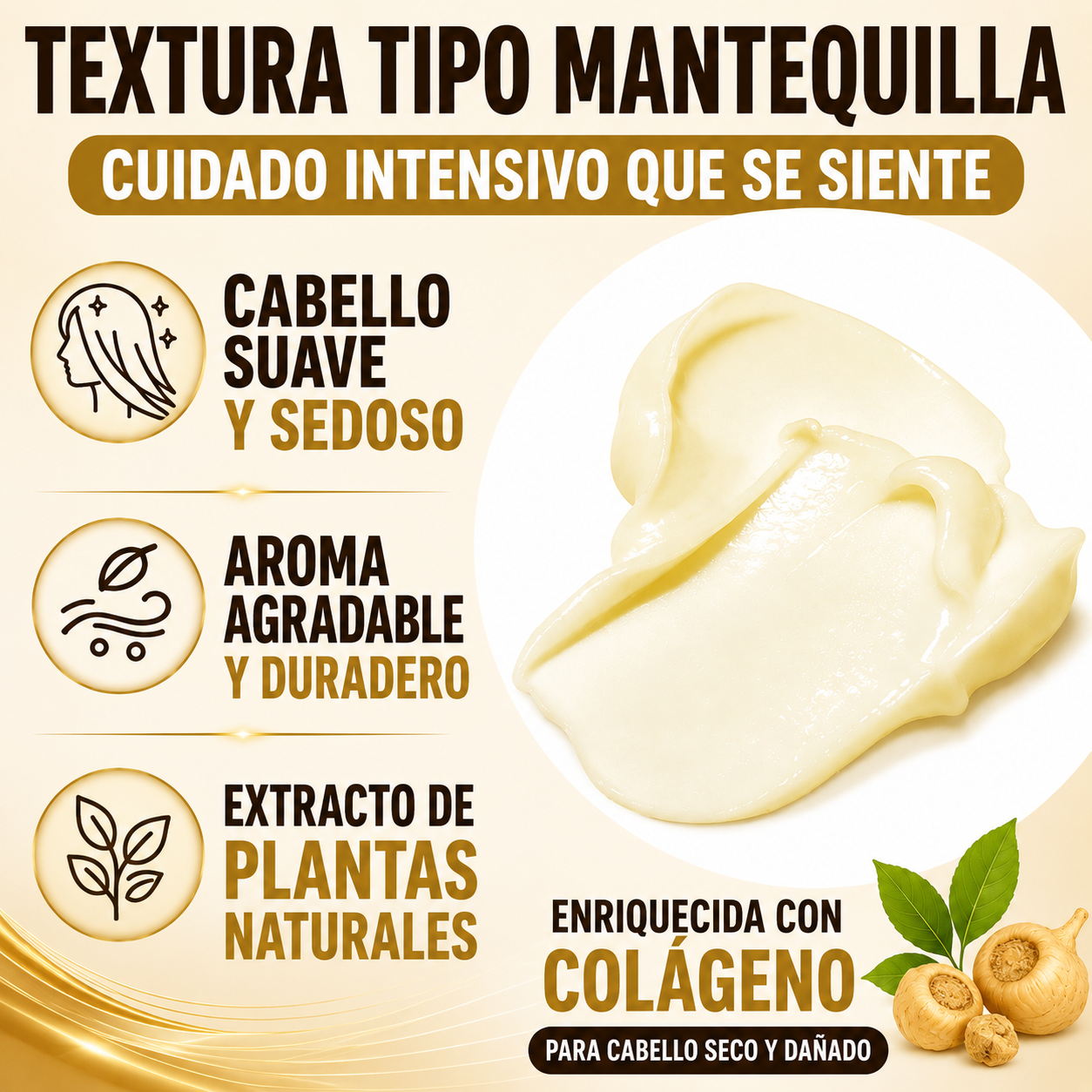 Mascarilla capilar de colágeno: reparación profunda y brillo sedoso desde la primera aplicación.