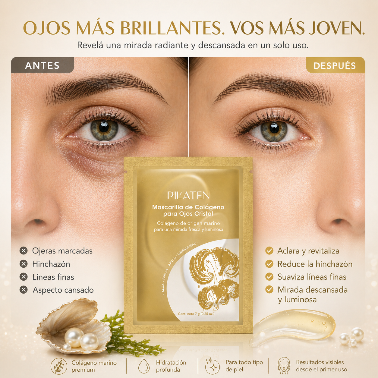 Pilaten Collagen Mask para párpados y ojeras