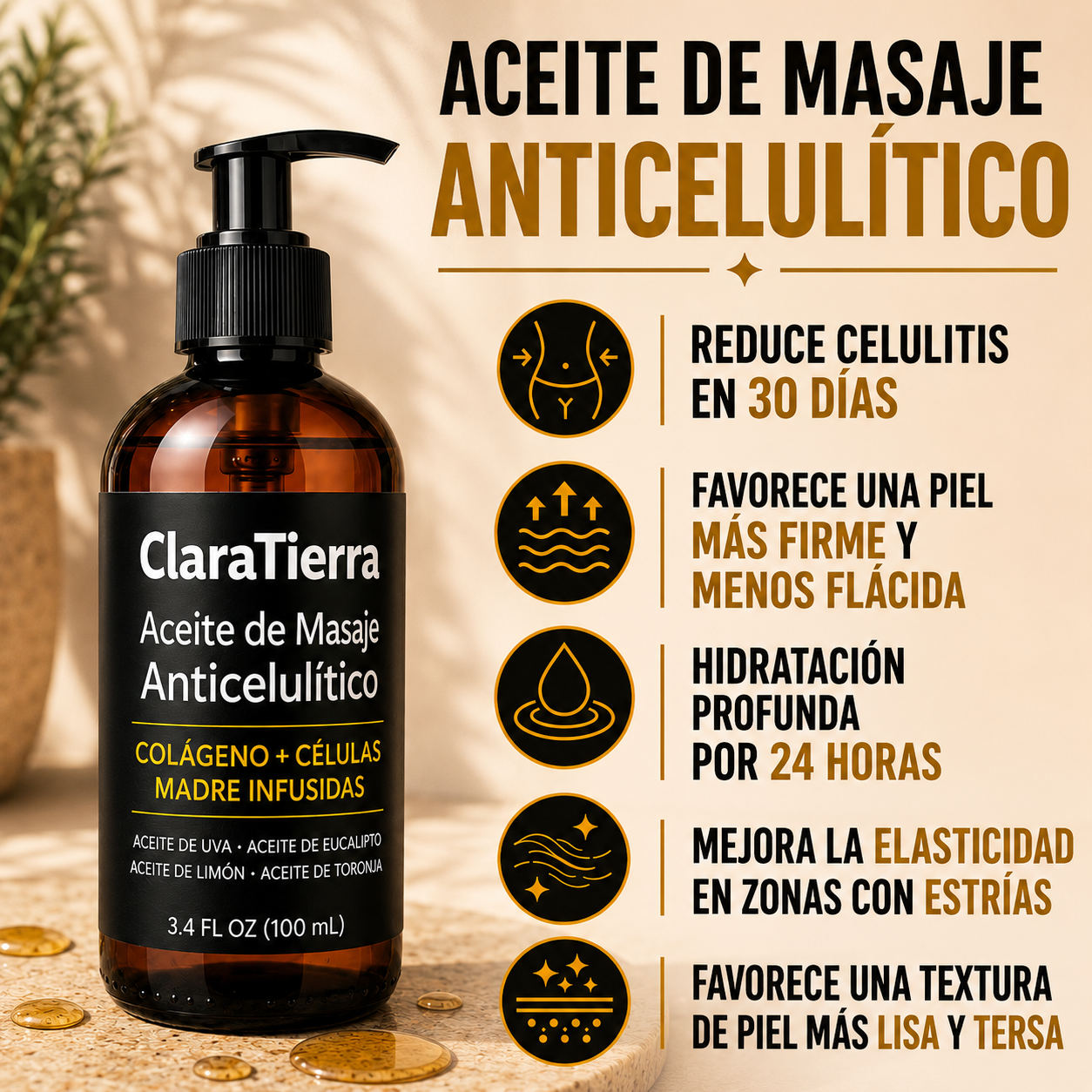 Aceite de Masaje Anticelulítico – Suaviza, Reafirma y Esculpe Tu Piel Naturalmente
