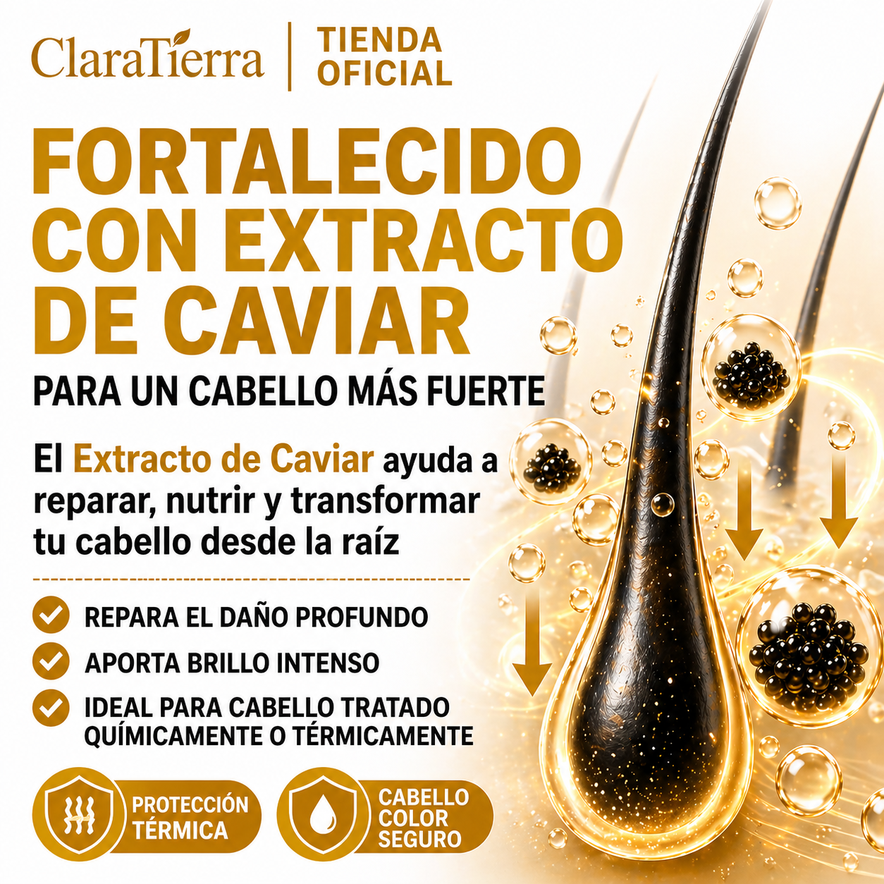Sérum Capilar Revitalizante de Caviar – Reparación Profunda, Brillo y Transformación Instantánea del Cabello
