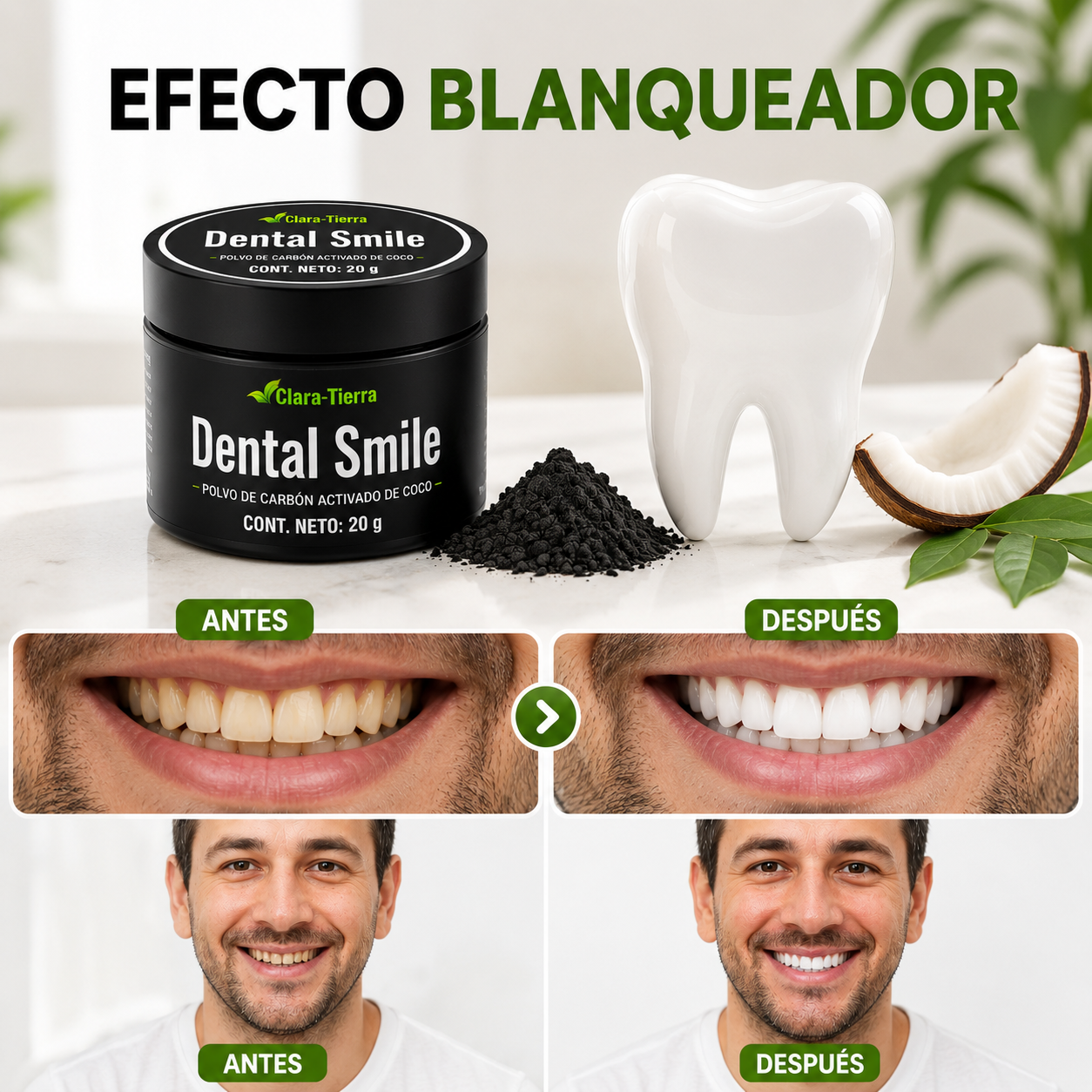 Polvo Dental Smile - una sonrisa más blanca, fresca y segura desde casa