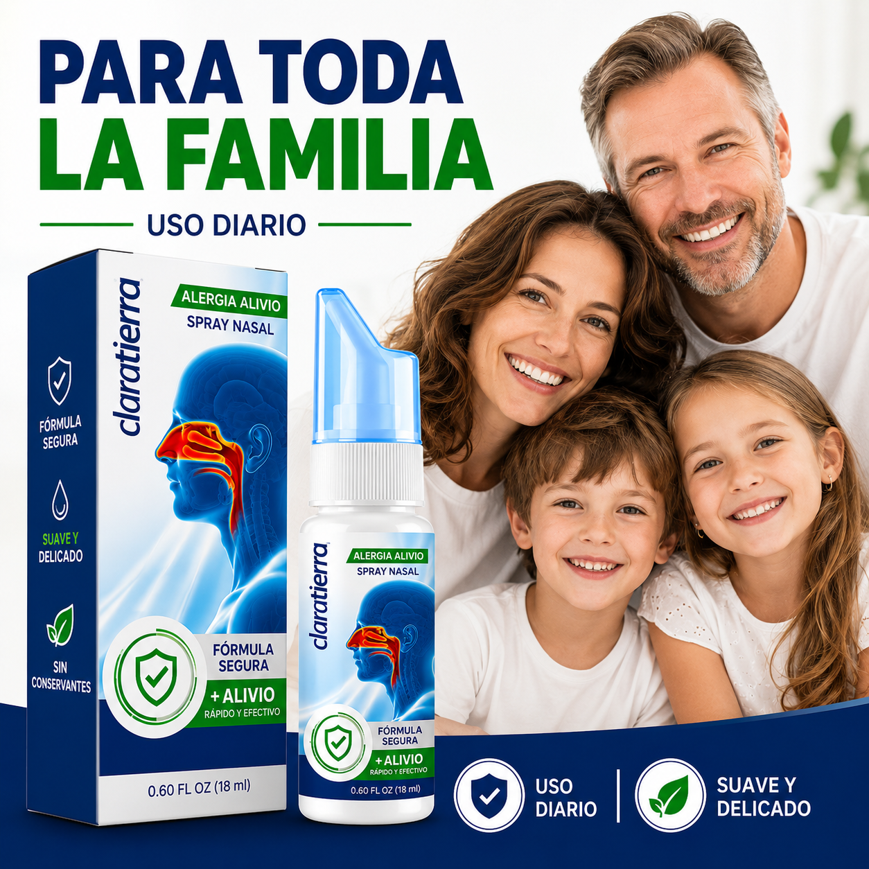 Spray Nasal para Alivio de Alergias — Alivio Rápido por 12 Horas