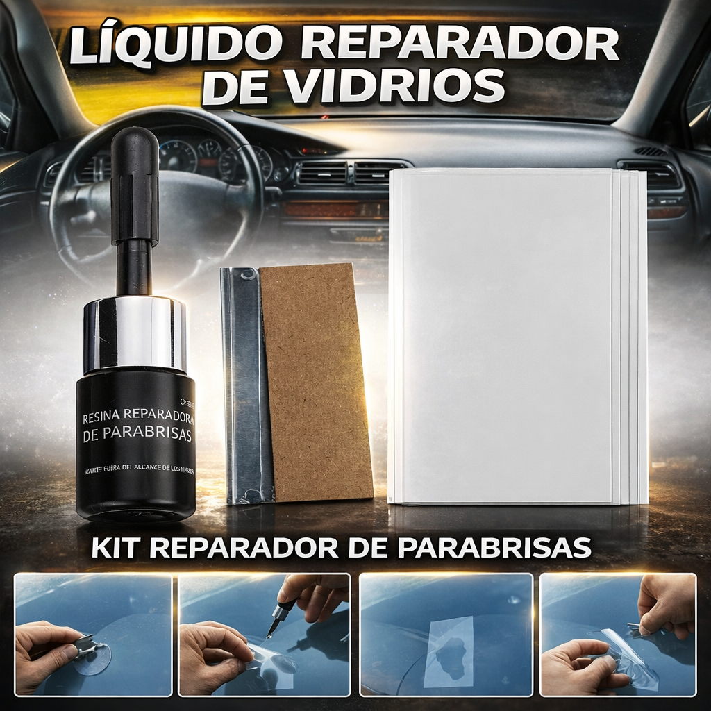Resina líquida nano para reparación de grietas en parabrisas de auto