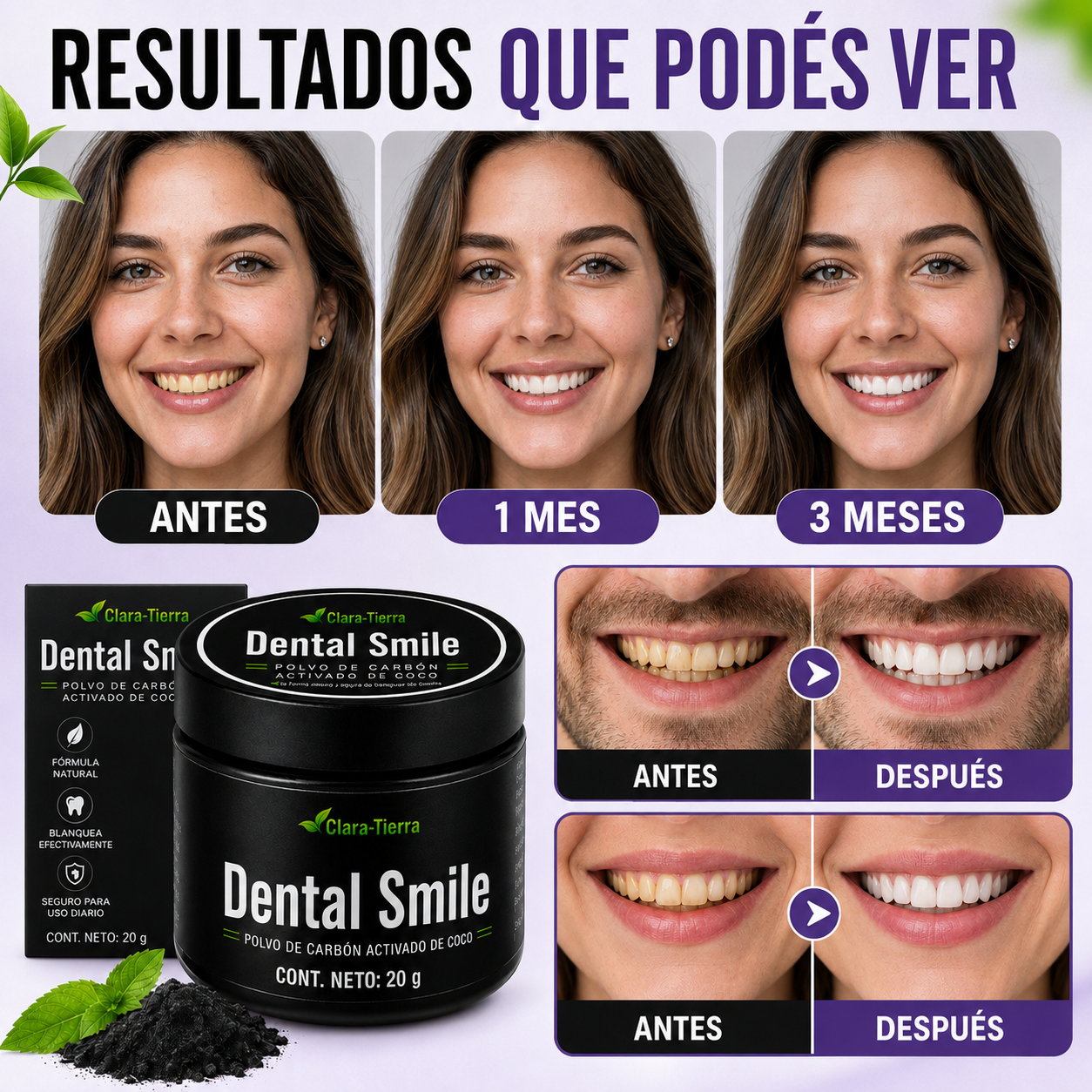 Polvo Dental Smile - una sonrisa más blanca, fresca y segura desde casa