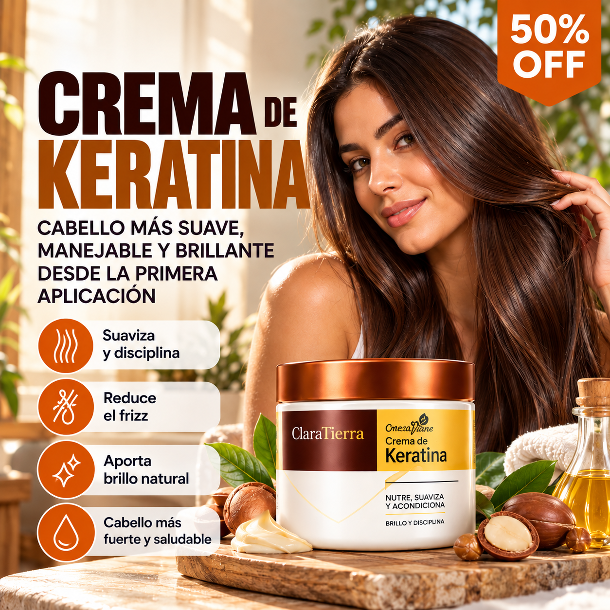 Crema Capilar de Keratina – Nutre, suaviza y devuelve el brillo a tu cabello.