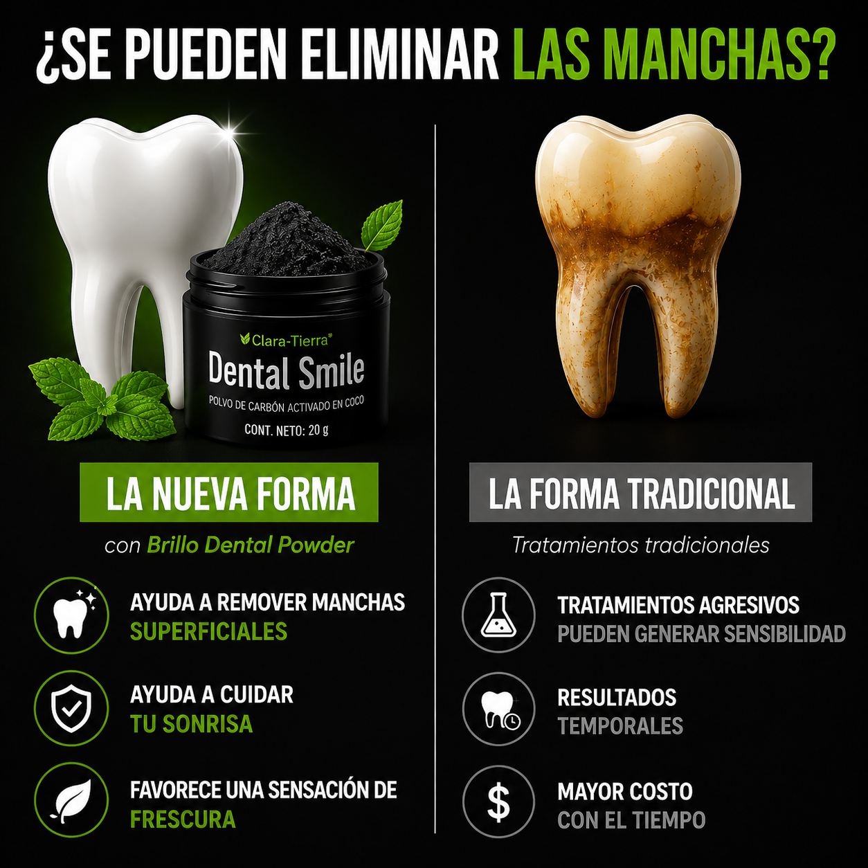 Polvo Dental Brillo — Volvé a sonreír con confianza y dejá que tu sonrisa hable por vos