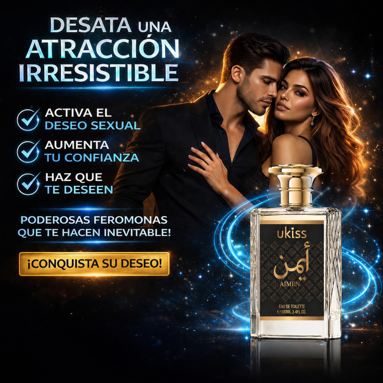Ukiss 100ml perfume con feromonas que despierta tu poder de atracción 🔥