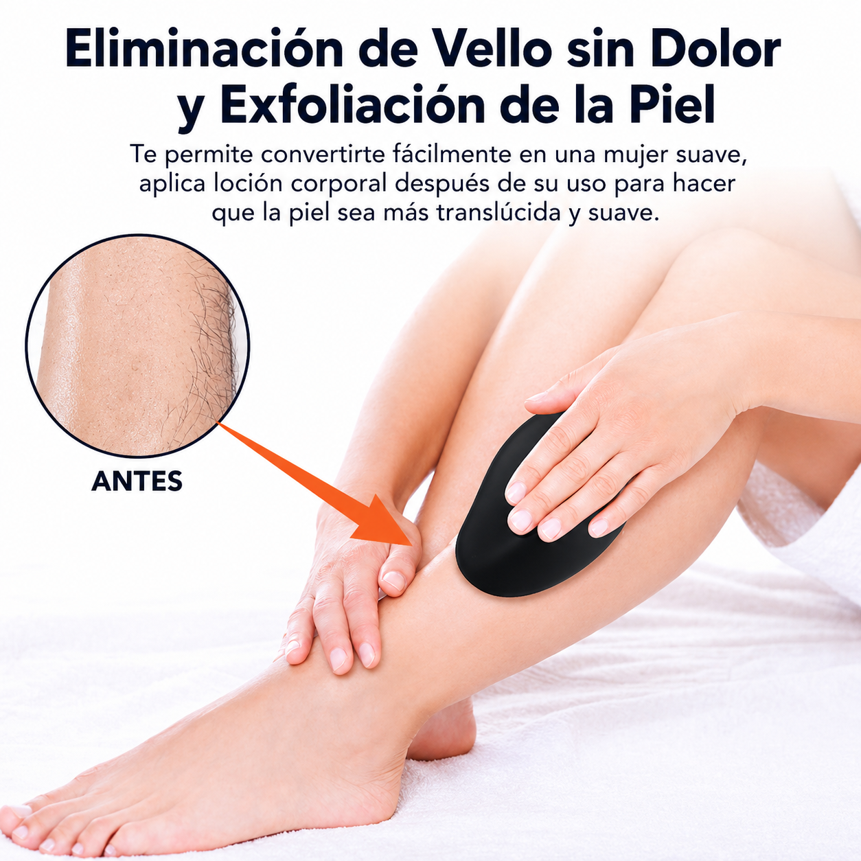 Eliminador de Vello de Cristal - Eliminador de Vello y Exfoliante para una Piel Suave al Instante