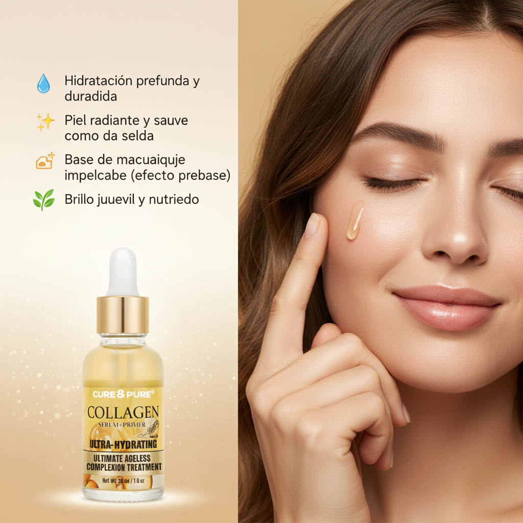 CURE & PURE Collagen Serum + Primer - Ultrahidratante • Brillo antiedad